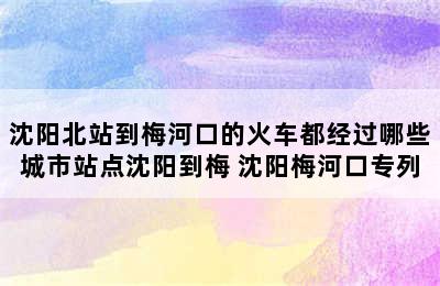 沈阳北站到梅河口的火车都经过哪些城市站点沈阳到梅 沈阳梅河口专列